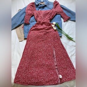 Miami Red Floral Long Sleeve Dress